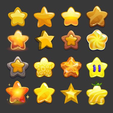 Çizgi film vektör yıldız Icons set
