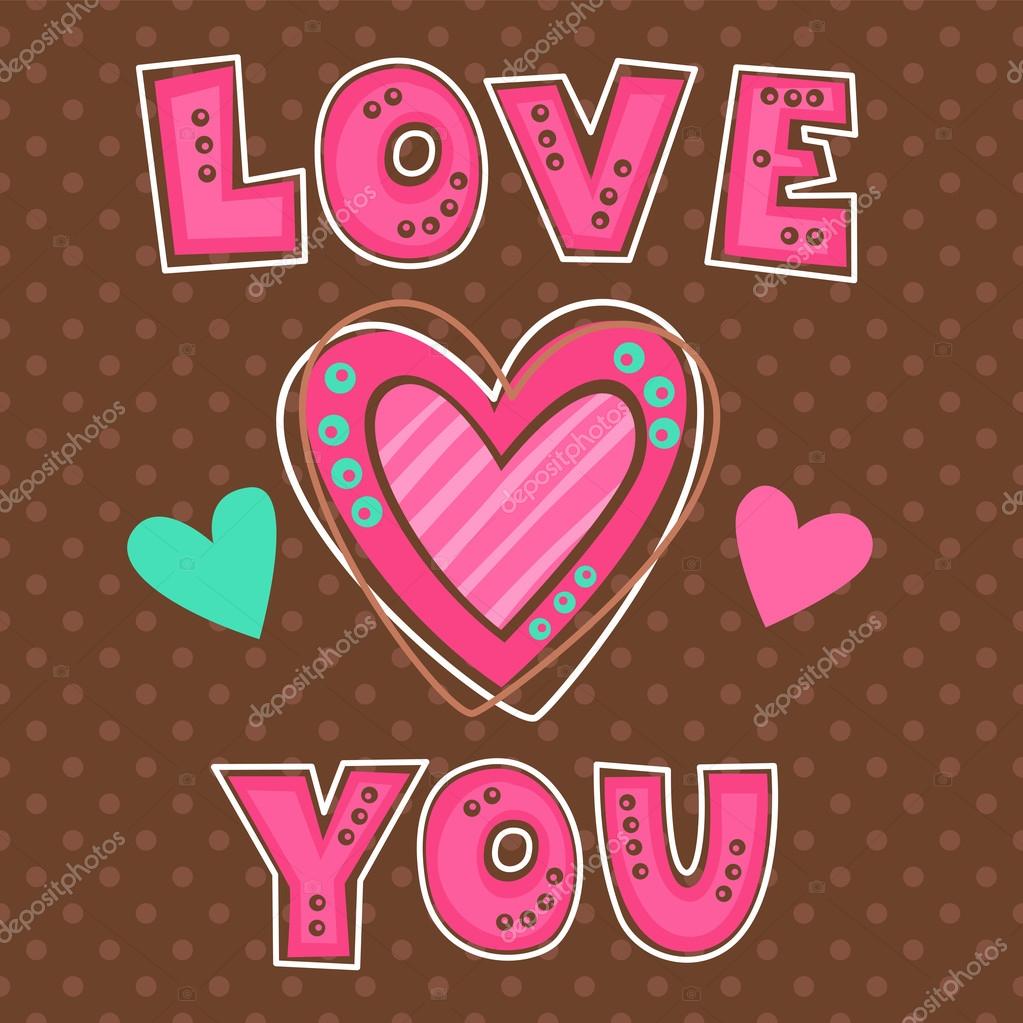 Cute girlish illustration with hearts for textile design