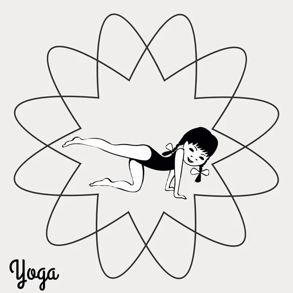 Flicka 12 år gammal i en yoga utgör 7 — Stock vektor