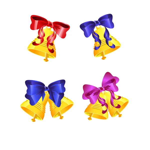 Set kırmızı yay ile altın çan