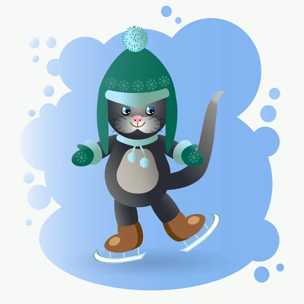 Bir buz pateni pisti üzerinde kedi