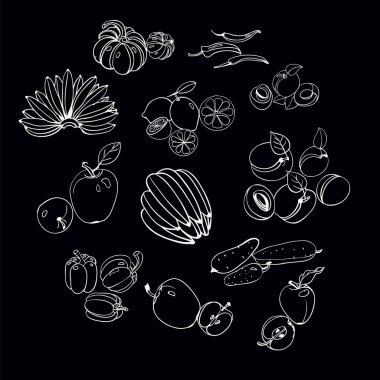 Sebze ve meyve kroki kümesi