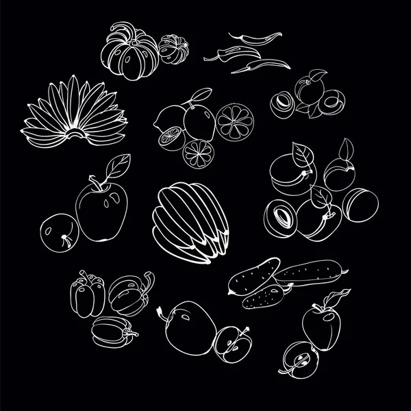 Sebze ve meyve kroki kümesi