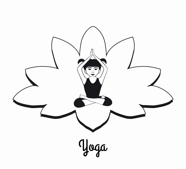 Chica en pose de yoga 7 — Vector de stock