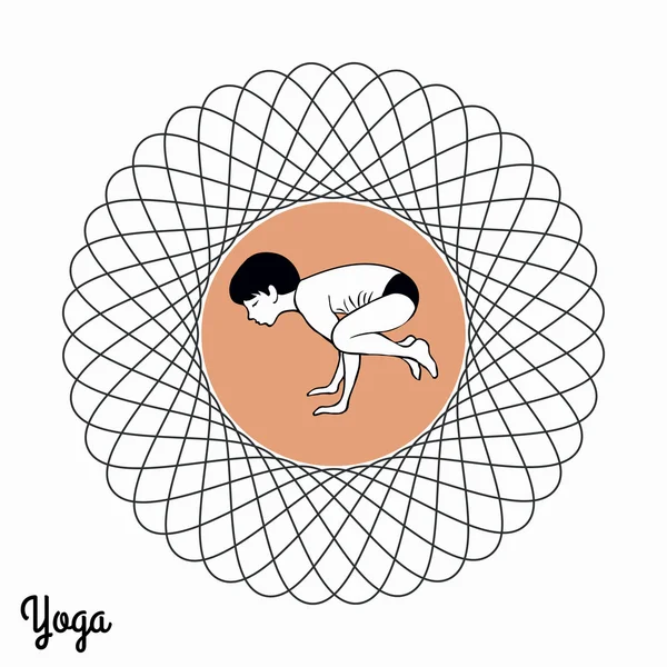 Niño en una pose de yoga — Vector de stock