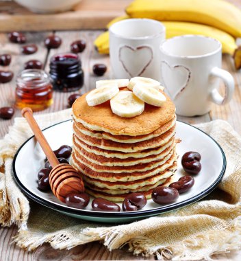 Vejetaryen gözleme yumurta organik agave şurubu ve muz ile olmadan