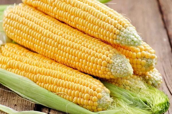 Organic yellow corn. Background. selective focus. — Stock Photo, Image