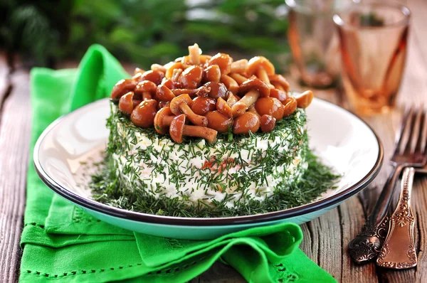 Salata patates, havuç, mantar ve dereotu salatalık turşusu. Geleneksel Rus salatası.