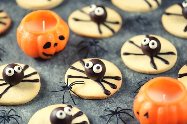 Halloween Spider Cookies Friandises Mignonnes Pour Halloween Fête Des Enfants — Photo