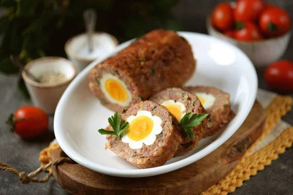 Meatloaf Boiled Eggs — Stock Photo, Image