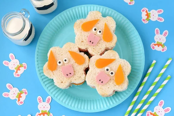 Leuk Idee Voor Een Kinderontbijt Lunch Broodjes Lamsvlees — Stockfoto