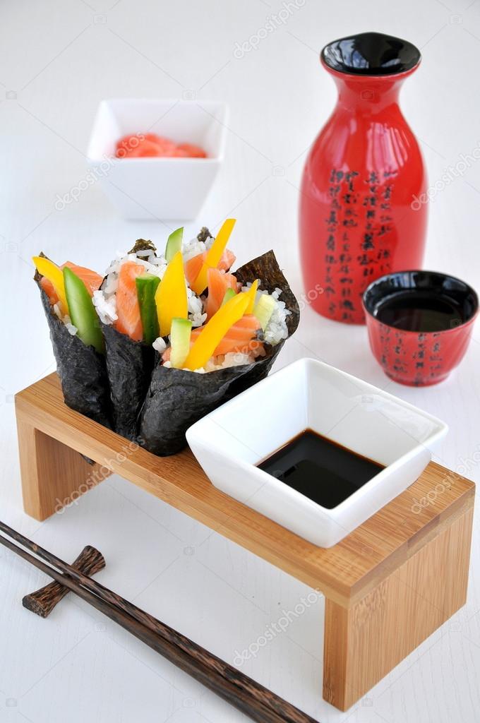 Temaki Sushi with a salmon