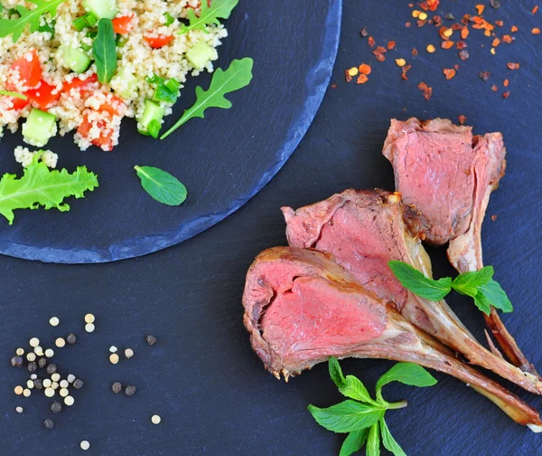 Roast Lamb with couscous and mint — Stock Photo, Image