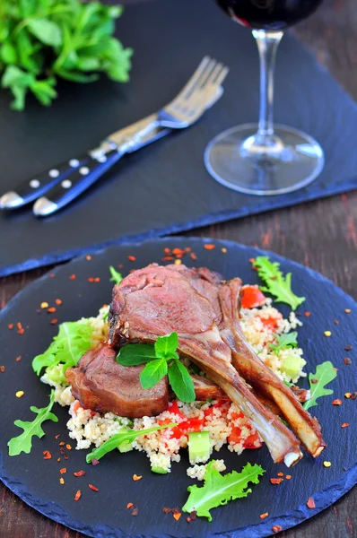 Roast Lamb with couscous and mint — Stock Photo, Image