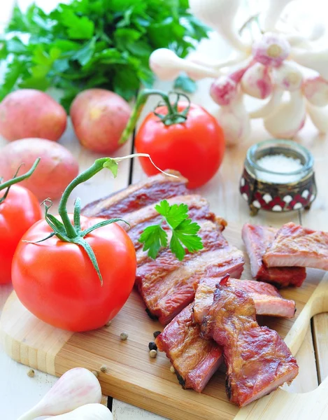Vegetable soup with smoked pork ribs — Stock Image Vegetable soup with smoked pork ribs Stock Picture