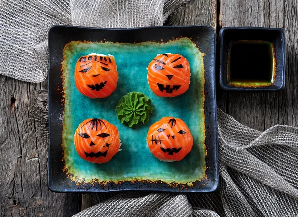 Fiesta de Halloween sushi, sushi Temari, bolas de sushi — Foto de Stock