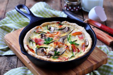 quiches pastırma, kabak ve mantar ile