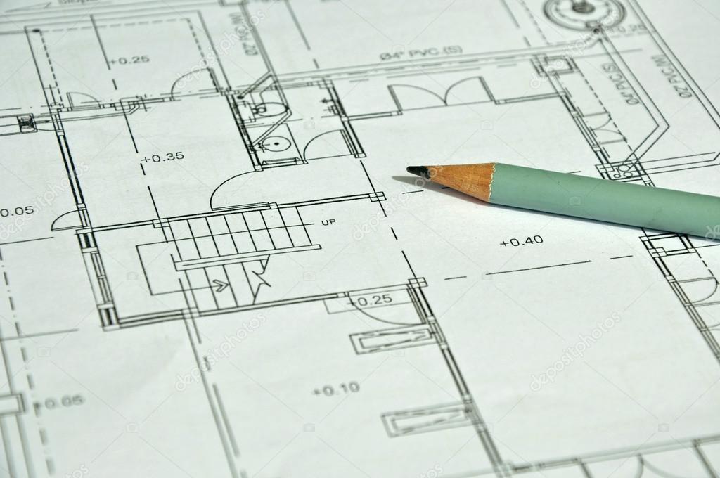 architectural plan and pencil
