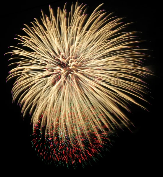 Fuochi d'artificio colorati con cielo nero — Foto Stock