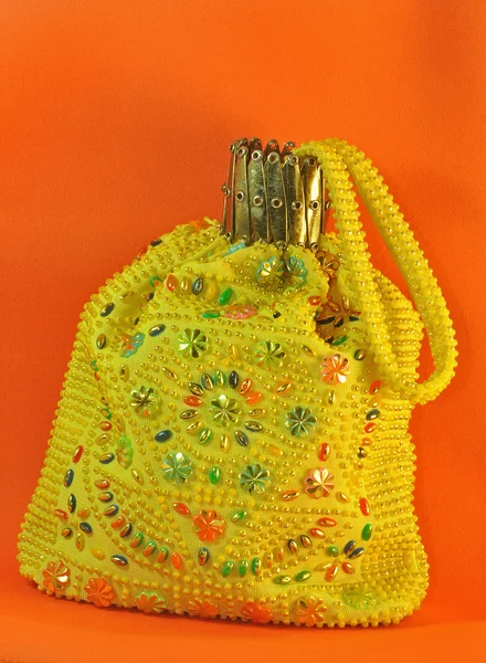 Vintage handbag embroidered with beads — Stock Photo, Image