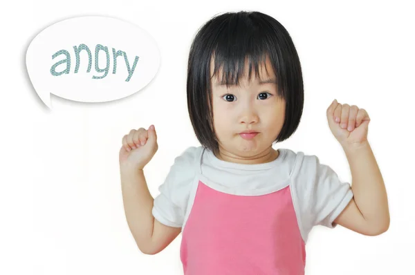 Asiático pequeño niño enojado por apretando su puños — Foto de Stock