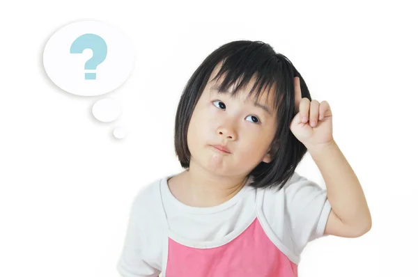 Asian small child in a thoughtful expression — Stock Photo, Image