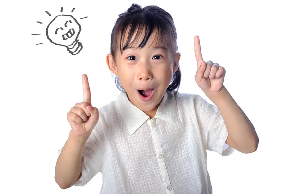 Retrato asiático niña teniendo un idea aislado — Foto de Stock