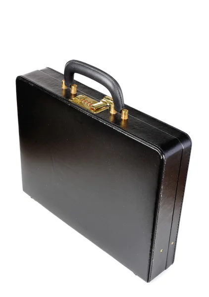 Black leather Briefcase with combination lock — Stock Photo, Image
