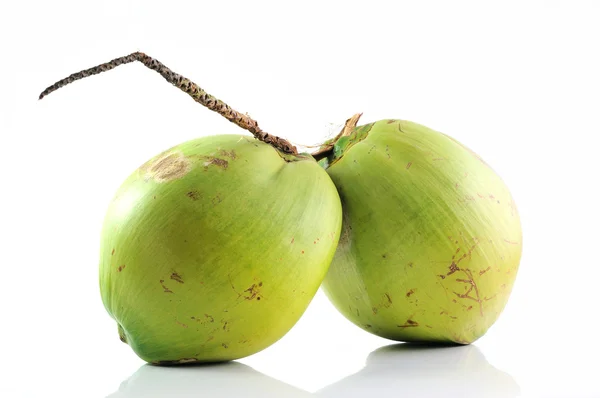 Groep van vers fruit kokosnoot geïsoleerd op witte achtergrond — Stockfoto