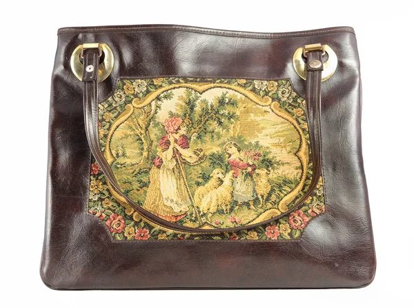 Old vintage classical handbag on white background — Stock Photo, Image