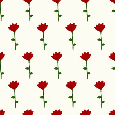 Kırmızı çiçekli suluboya desen