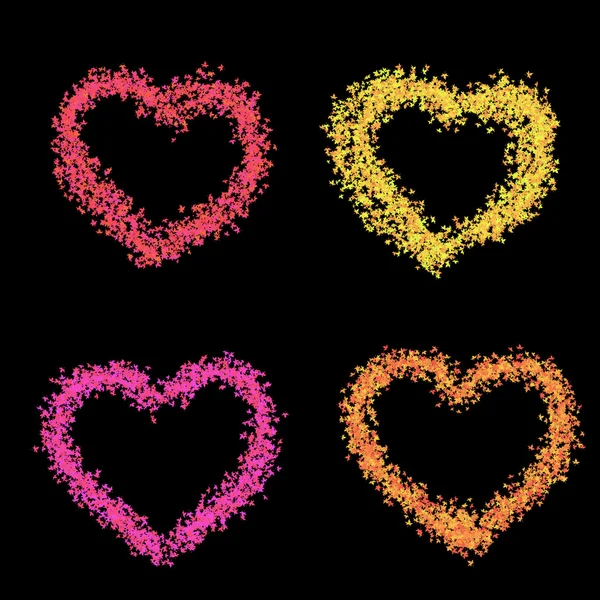 Warna-warni warna hati penuh solhouette, cinta elemen desain hati, set gambar hati cinta, elemen desain untuk kartu valentibes, vintage valentine cinta siluet jantung — Stok Foto