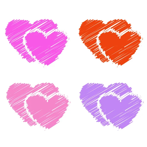 Illustrations colorées de cœurs d'amour sur fond blanc. Ensemble de coeur d'amour silhouette. Coeurs d'amour milieux colorés pour carte de Saint-Valentin, carte d'anniversaire . — Photo