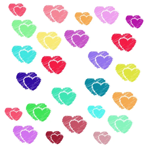 Colorful illustrations of love hearts on white background. Set of love hearts silhouette. Love hearts colorful backgrounds for Valentine's Day card, Birthday card. — Stock Photo, Image