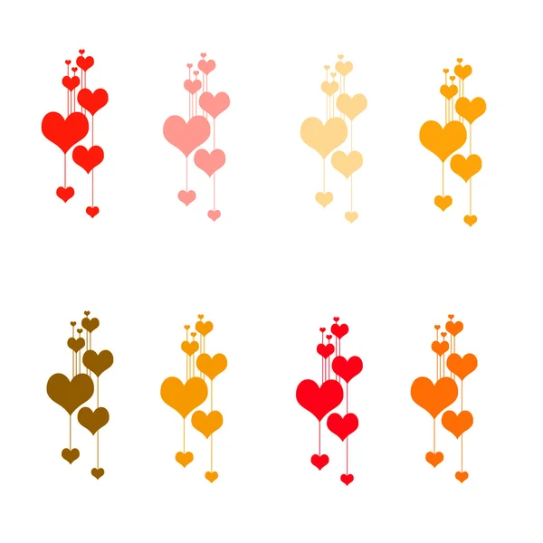 Illustrations colorées de cœurs d'amour sur fond blanc. Ensemble de coeur d'amour silhouette. Coeurs d'amour milieux colorés pour carte de Saint-Valentin, carte d'anniversaire . — Photo