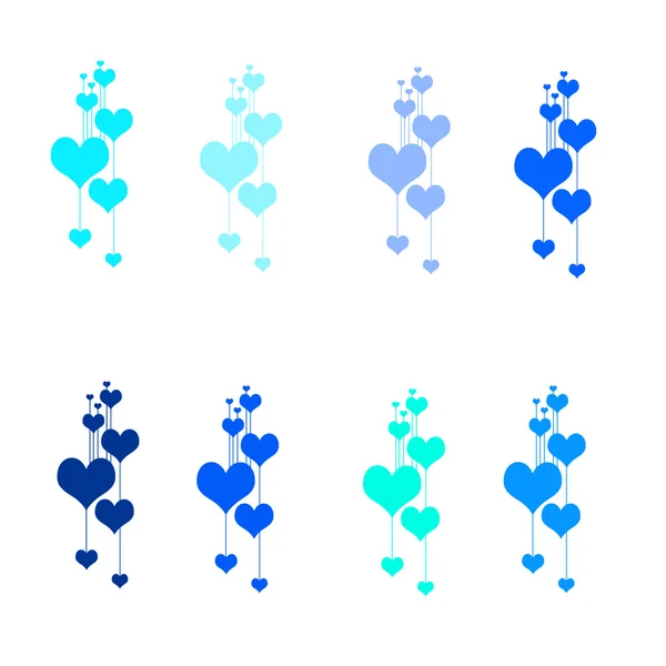 Illustrations colorées de cœurs d'amour sur fond blanc. Ensemble de coeur d'amour silhouette. Coeurs d'amour milieux colorés pour carte de Saint-Valentin, carte d'anniversaire . — Photo