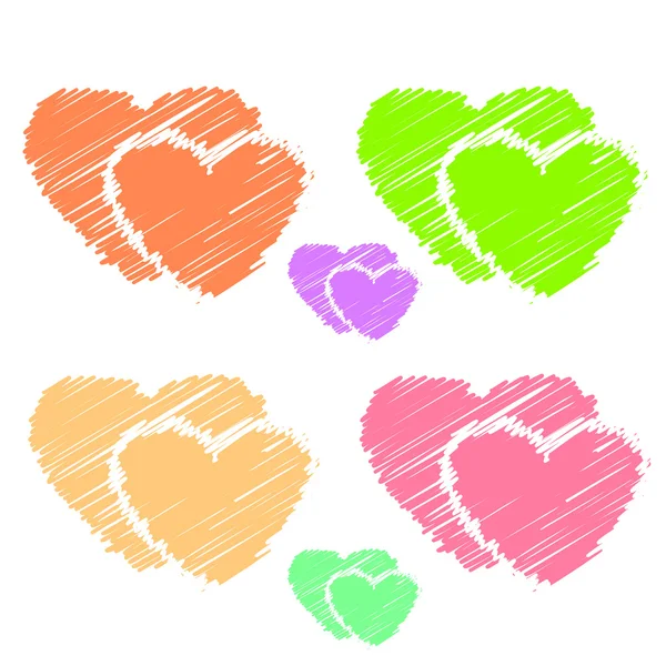 Ilustraciones coloridas de corazones de amor sobre fondo blanco. Conjunto de corazones de amor silueta. Amor corazones fondos coloridos para la tarjeta del día de San Valentín, Tarjeta de cumpleaños . —  Fotos de Stock