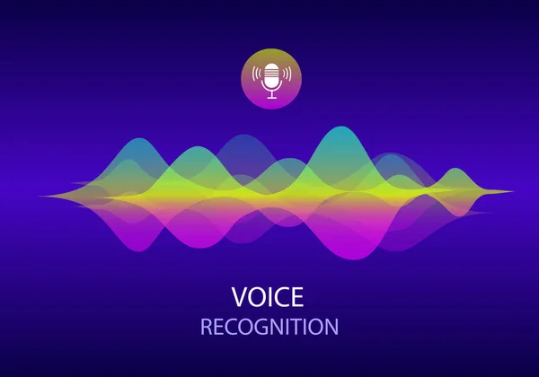 Ses Tanıma Kişisel Yardımcı Konsepti Gradient Vektör Ses Dalgası Parlak — Stok Vektör