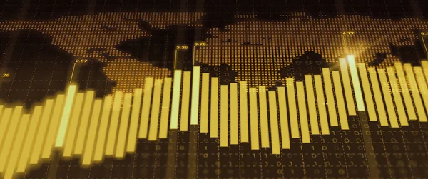 Stock market or forex graph with uptrend line graph and candlestick on golden color. Economy trends background and Abstract finance background. Financial investment concept.