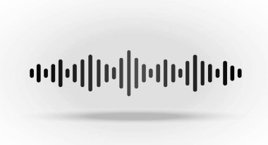 Yüzen düz siyah ses dalgası dengeleyicisi beyaz arkaplanda izole edildi. Vektör illüstrasyonu.