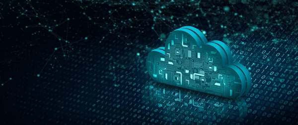 Internet Tecnologia Cloud Computing Codice Binario Con Sfondo Astratto Cloud — Foto Stock