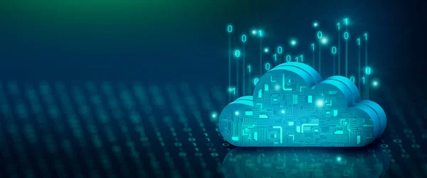 Internet Tecnologia Cloud Computing Codice Binario Con Sfondo Astratto Cloud — Foto Stock