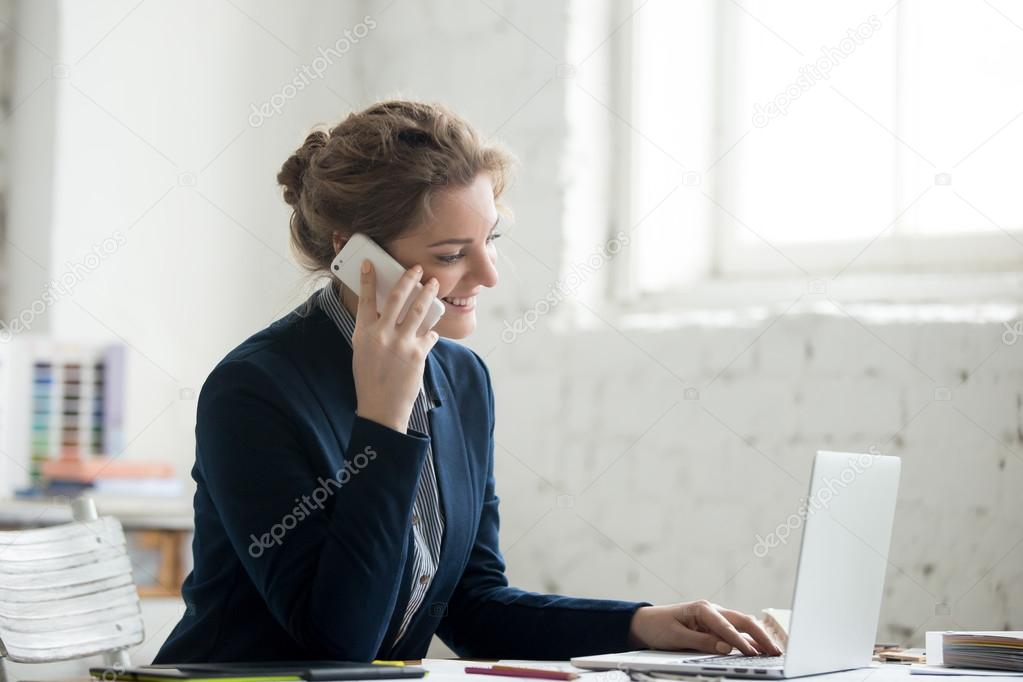 Small business owner on phone