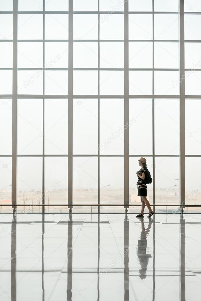 Young traveler waiting for flight