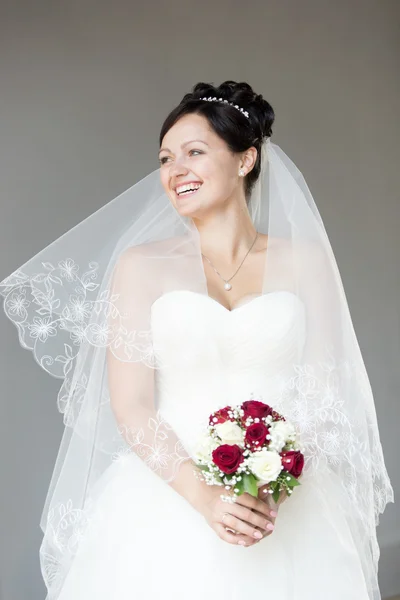 Laughing joyful bride portrait — Stock Photo, Image