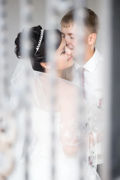 Wedding couple kissing — Stock Photo, Image