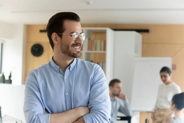 Ambitious young confident male team thinking of business challenges. — Stock Photo, Image