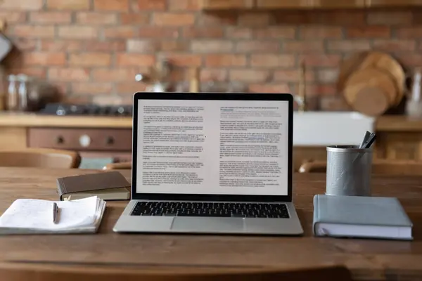 Close up casual workplace of freelancer, home office. — Stock Photo, Image