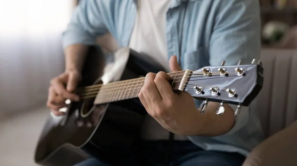 Wide view of male musician play guitar — Stock Photo, Image