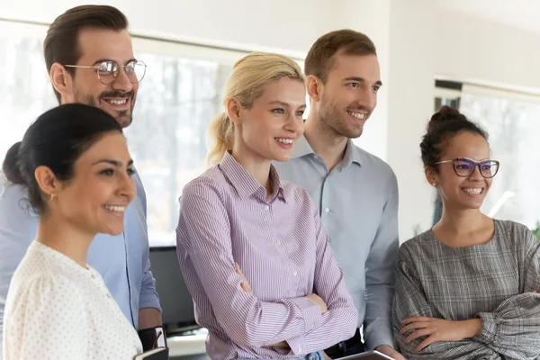 Happy business group of multiethnic employees posing for corporate picture — Foto de Stock